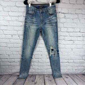 Serenede Jeans Mens 30 (28x32) Skinny Patched‎ Distressed Designer Stretch